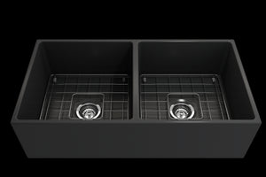 Contempo 36' x 19' x 10' Double-Basin Farmhouse Apron Front Kitchen Sink in Matte Dark Gray