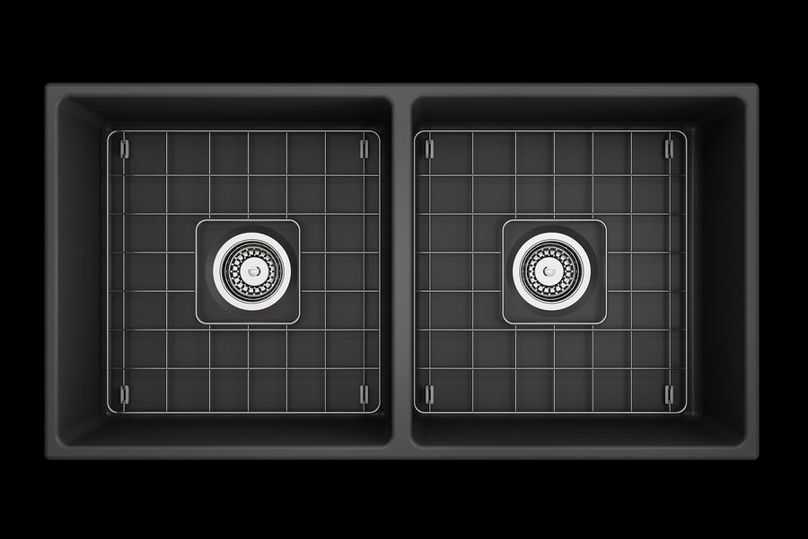 Contempo 36' x 19' x 10' Double-Basin Farmhouse Apron Front Kitchen Sink in Matte Dark Gray