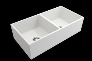 Contempo 36' x 19' x 10' Double-Basin Farmhouse Apron Front Kitchen Sink in Matte White