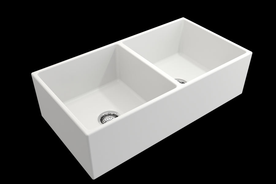 Contempo 36' x 19' x 10' Double-Basin Farmhouse Apron Front Kitchen Sink in Matte White