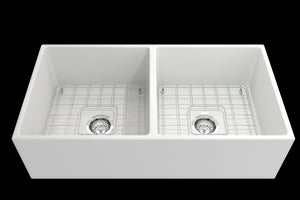 Contempo 36' x 19' x 10' Double-Basin Farmhouse Apron Front Kitchen Sink in Matte White