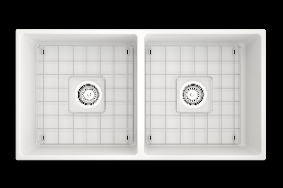 Contempo 36' x 19' x 10' Double-Basin Farmhouse Apron Front Kitchen Sink in Matte White