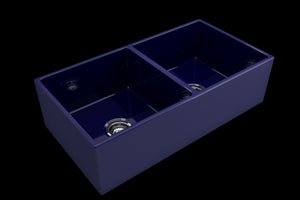Contempo 36' x 19' x 10' Double-Basin Farmhouse Apron Front Kitchen Sink in Sapphire Blue