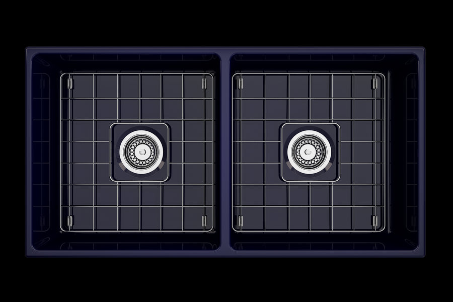 Contempo 36' x 19' x 10' Double-Basin Farmhouse Apron Front Kitchen Sink in Sapphire Blue