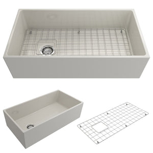 Contempo 36' x 19' x 10' Single-Basin Farmhouse Apron Front Kitchen Sink in Biscuit