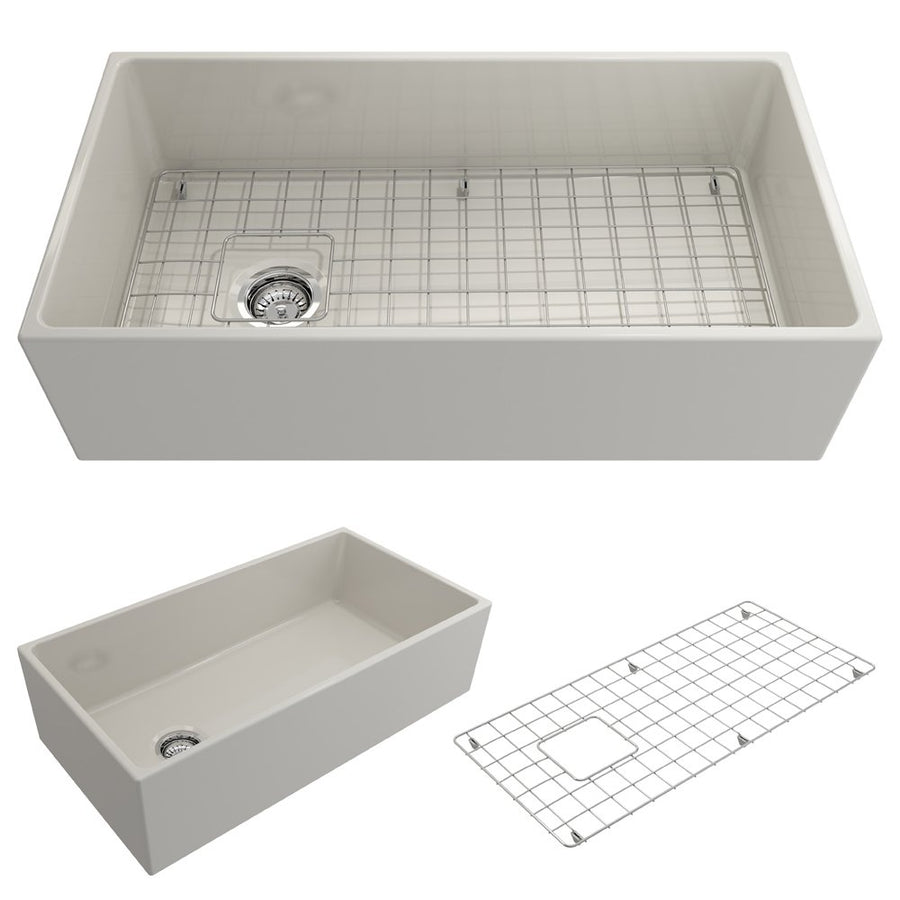 Contempo 36' x 19' x 10' Single-Basin Farmhouse Apron Front Kitchen Sink in Biscuit