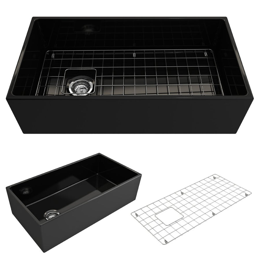 Contempo 36' x 19' x 10' Single-Basin Farmhouse Apron Front Kitchen Sink in Black