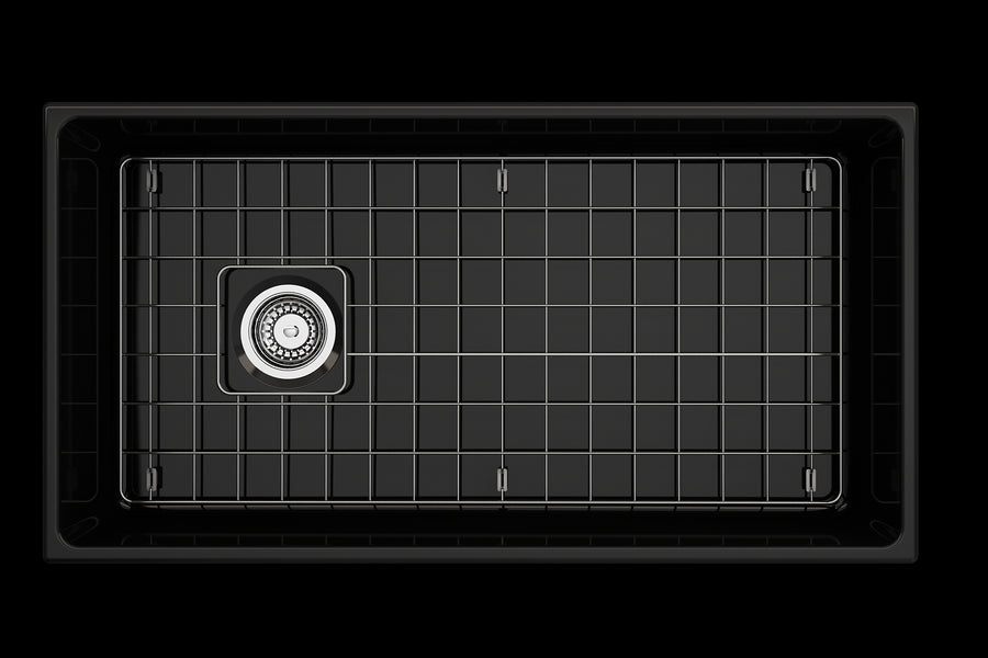 Contempo 36' x 19' x 10' Single-Basin Farmhouse Apron Front Kitchen Sink in Black