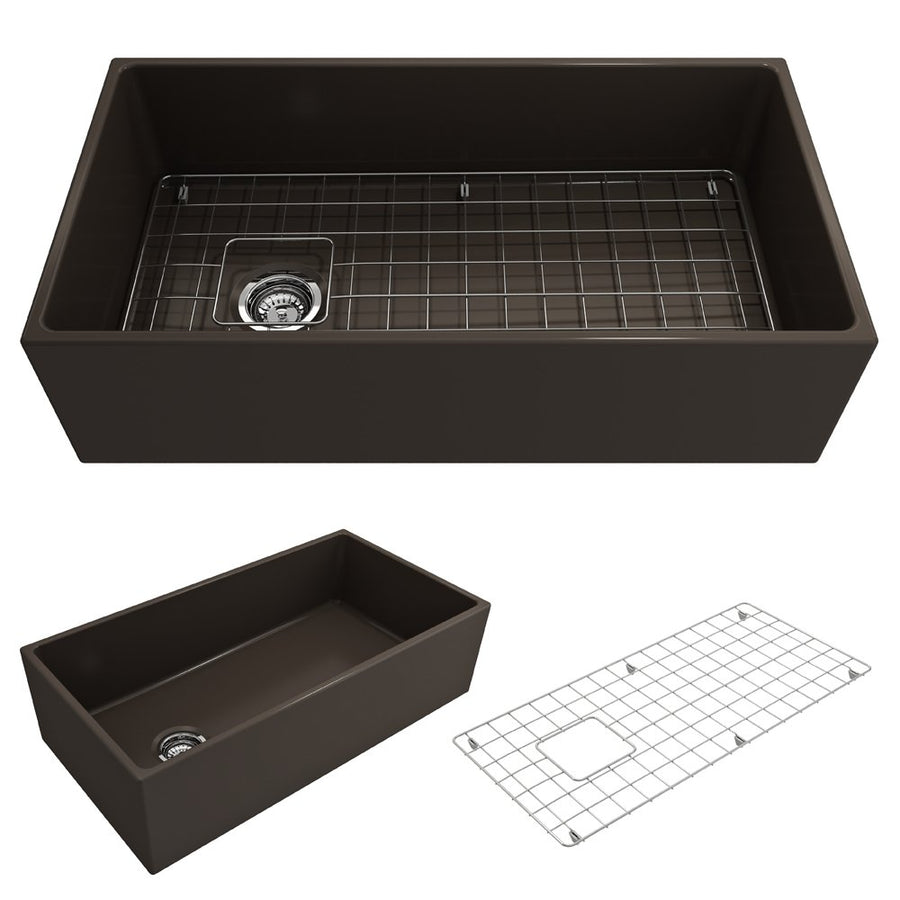 Contempo 36' x 19' x 10' Single-Basin Farmhouse Apron Front Kitchen Sink in Matte Brown