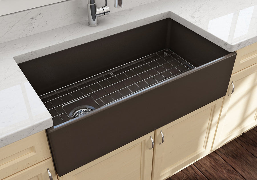 Contempo 36' x 19' x 10' Single-Basin Farmhouse Apron Front Kitchen Sink in Matte Brown