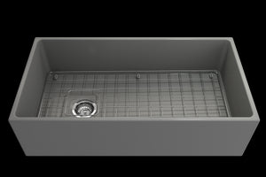 Contempo 36' x 19' x 10' Single-Basin Farmhouse Apron Front Kitchen Sink in Matte Gray