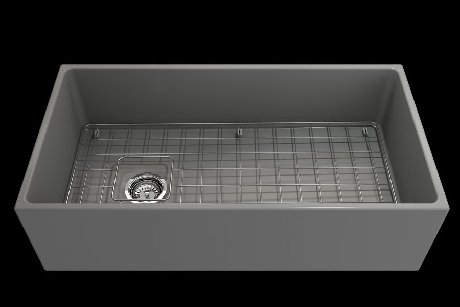 Contempo 36' x 19' x 10' Single-Basin Farmhouse Apron Front Kitchen Sink in Matte Gray