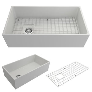 Contempo 36' x 19' x 10' Single-Basin Farmhouse Apron Front Kitchen Sink in Matte White