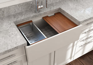 Contempo Step-Rim 30' x 19' x 10' Single-Basin Farmhouse Apron Front Kitchen Sink in Biscuit