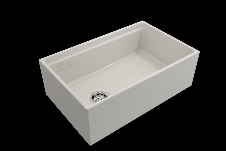 Contempo Step-Rim 30' x 19' x 10' Single-Basin Farmhouse Apron Front Kitchen Sink in Biscuit