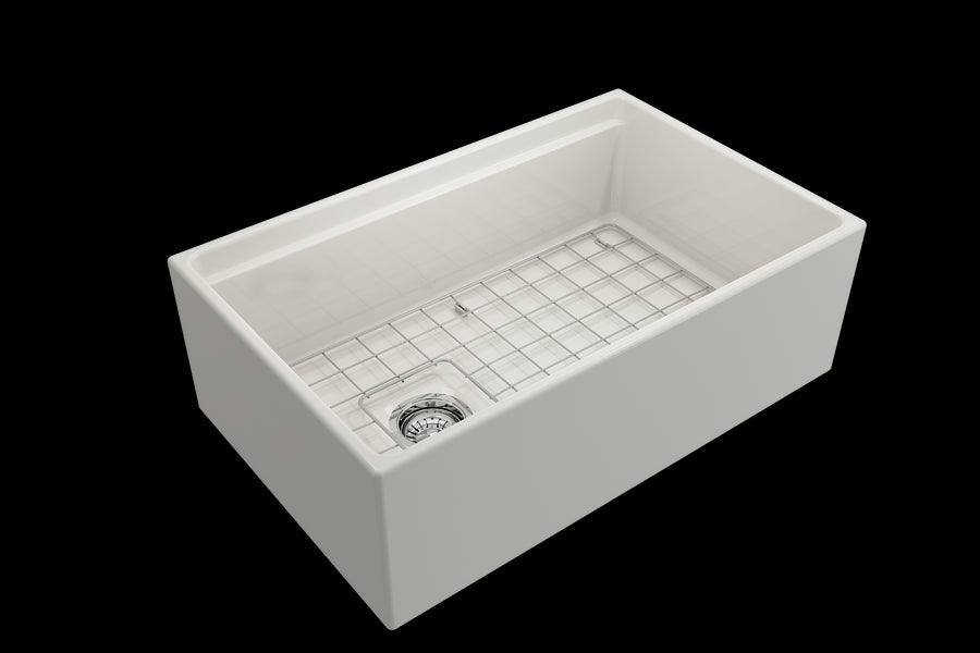 Contempo Step-Rim 30' x 19' x 10' Single-Basin Farmhouse Apron Front Kitchen Sink in Biscuit