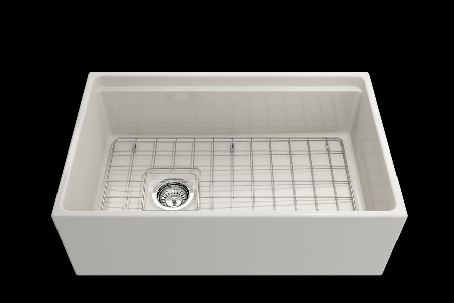 Contempo Step-Rim 30' x 19' x 10' Single-Basin Farmhouse Apron Front Kitchen Sink in Biscuit
