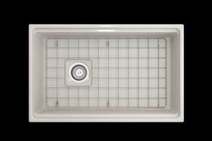 Contempo Step-Rim 30' x 19' x 10' Single-Basin Farmhouse Apron Front Kitchen Sink in Biscuit