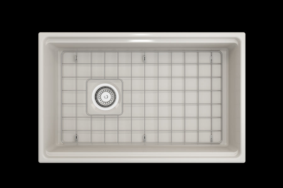 Contempo Step-Rim 30' x 19' x 10' Single-Basin Farmhouse Apron Front Kitchen Sink in Biscuit