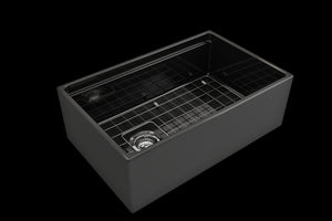 Contempo Step-Rim 30' x 19' x 10' Single-Basin Farmhouse Apron Front Kitchen Sink in Black