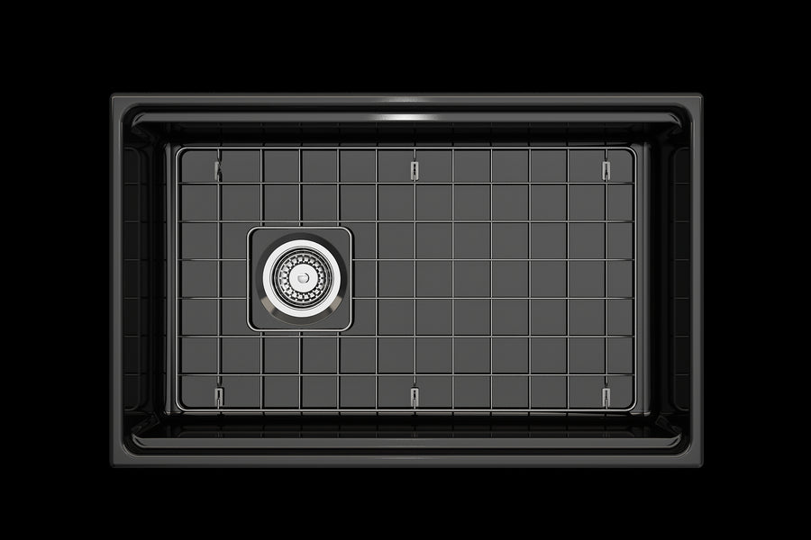 Contempo Step-Rim 30' x 19' x 10' Single-Basin Farmhouse Apron Front Kitchen Sink in Black