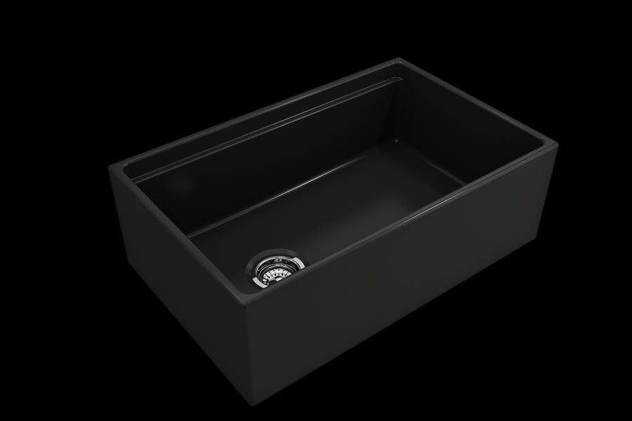 Contempo Step-Rim 30' x 19' x 10' Single-Basin Farmhouse Apron Front Kitchen Sink in Matte Black