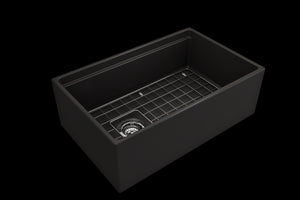 Contempo Step-Rim 30' x 19' x 10' Single-Basin Farmhouse Apron Front Kitchen Sink in Matte Black