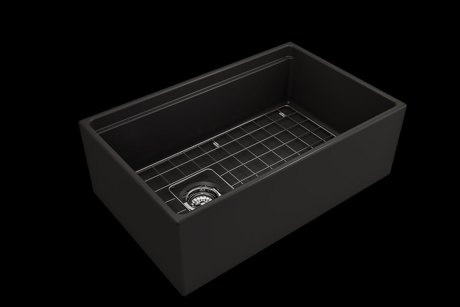 Contempo Step-Rim 30' x 19' x 10' Single-Basin Farmhouse Apron Front Kitchen Sink in Matte Black