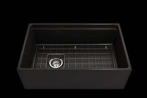 Contempo Step-Rim 30' x 19' x 10' Single-Basin Farmhouse Apron Front Kitchen Sink in Matte Black