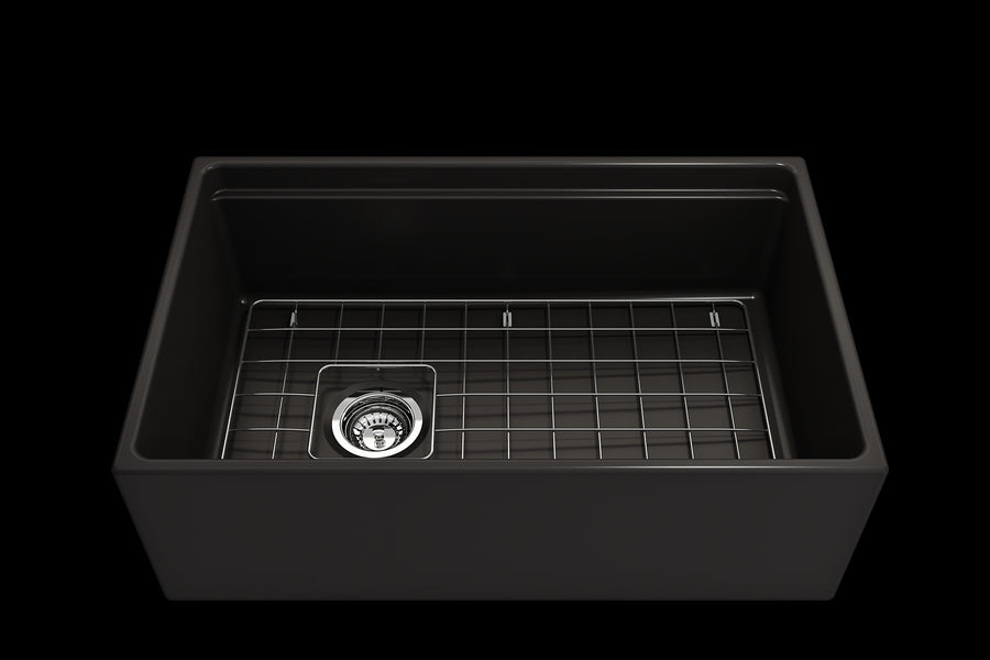 Contempo Step-Rim 30' x 19' x 10' Single-Basin Farmhouse Apron Front Kitchen Sink in Matte Black