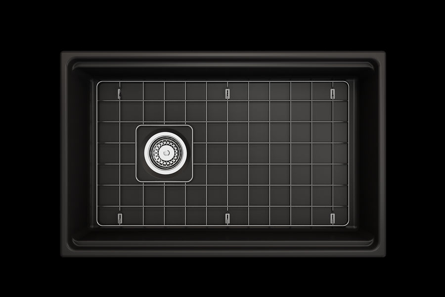 Contempo Step-Rim 30' x 19' x 10' Single-Basin Farmhouse Apron Front Kitchen Sink in Matte Black
