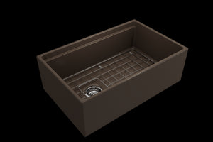 Contempo Step-Rim 30' x 19' x 10' Single-Basin Farmhouse Apron Front Kitchen Sink in Matte Brown