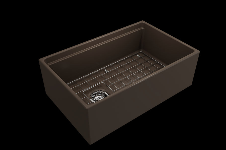 Contempo Step-Rim 30' x 19' x 10' Single-Basin Farmhouse Apron Front Kitchen Sink in Matte Brown