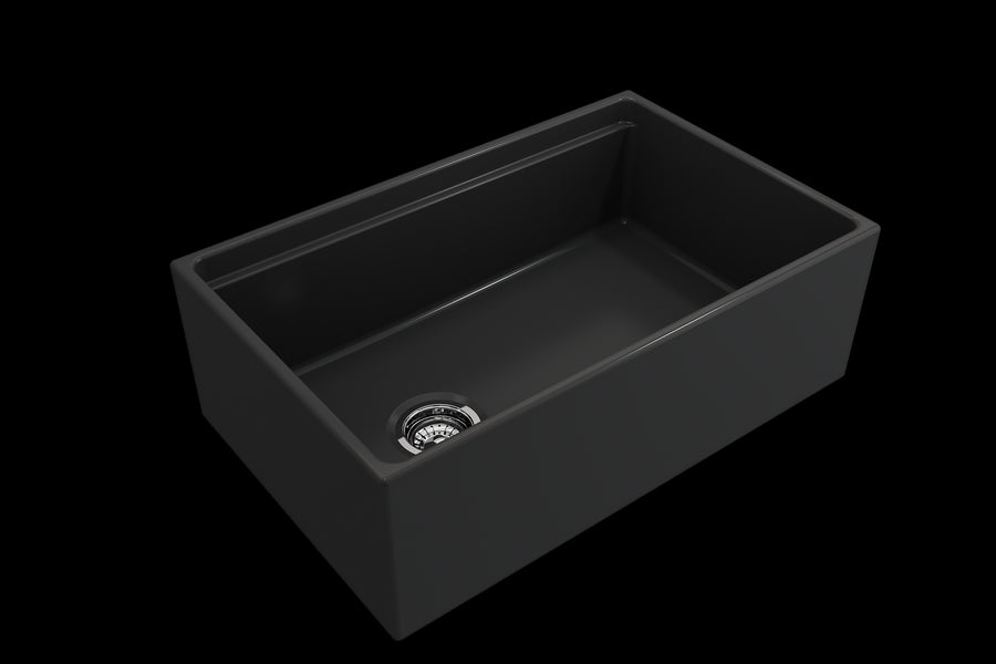 Contempo Step-Rim 30' x 19' x 10' Single-Basin Farmhouse Apron Front Kitchen Sink in Matte Dark Gray