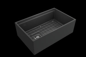 Contempo Step-Rim 30' x 19' x 10' Single-Basin Farmhouse Apron Front Kitchen Sink in Matte Dark Gray