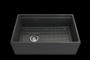Contempo Step-Rim 30' x 19' x 10' Single-Basin Farmhouse Apron Front Kitchen Sink in Matte Dark Gray