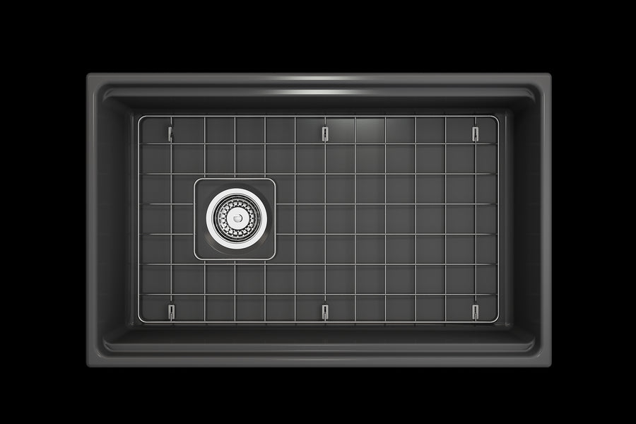 Contempo Step-Rim 30' x 19' x 10' Single-Basin Farmhouse Apron Front Kitchen Sink in Matte Dark Gray