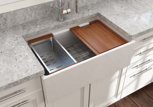 Contempo Step-Rim 30' x 19' x 10' Single-Basin Farmhouse Apron Front Kitchen Sink in White