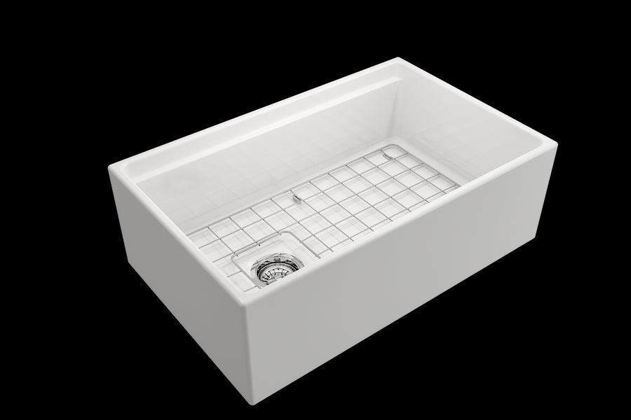 Contempo Step-Rim 30' x 19' x 10' Single-Basin Farmhouse Apron Front Kitchen Sink in White