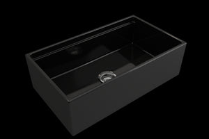 Contempo Step-Rim 33' x 19' x 10' Single-Basin Farmhouse Apron Front Kitchen Sink in Black