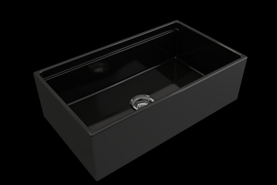 Contempo Step-Rim 33' x 19' x 10' Single-Basin Farmhouse Apron Front Kitchen Sink in Black