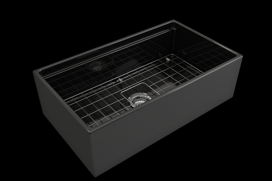 Contempo Step-Rim 33' x 19' x 10' Single-Basin Farmhouse Apron Front Kitchen Sink in Black