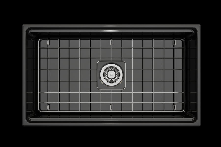 Contempo Step-Rim 33' x 19' x 10' Single-Basin Farmhouse Apron Front Kitchen Sink in Black