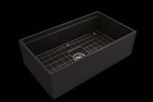 Contempo Step-Rim 33' x 19' x 10' Single-Basin Farmhouse Apron Front Kitchen Sink in Matte Black