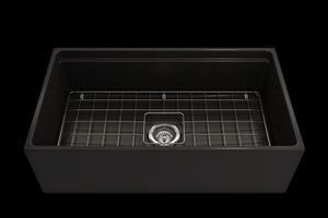 Contempo Step-Rim 33' x 19' x 10' Single-Basin Farmhouse Apron Front Kitchen Sink in Matte Black