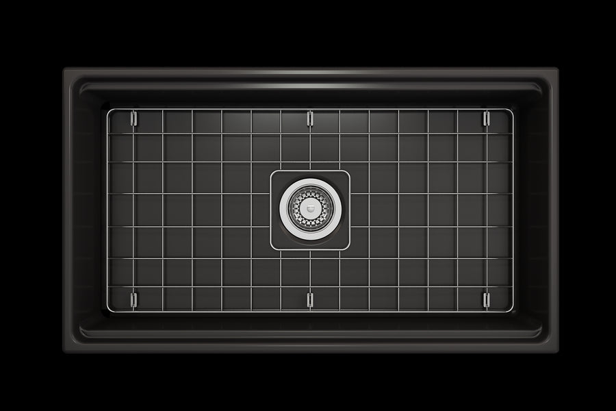 Contempo Step-Rim 33' x 19' x 10' Single-Basin Farmhouse Apron Front Kitchen Sink in Matte Black