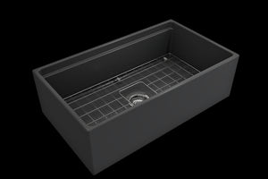 Contempo Step-Rim 33' x 19' x 10' Single-Basin Farmhouse Apron Front Kitchen Sink in Matte Dark Gray
