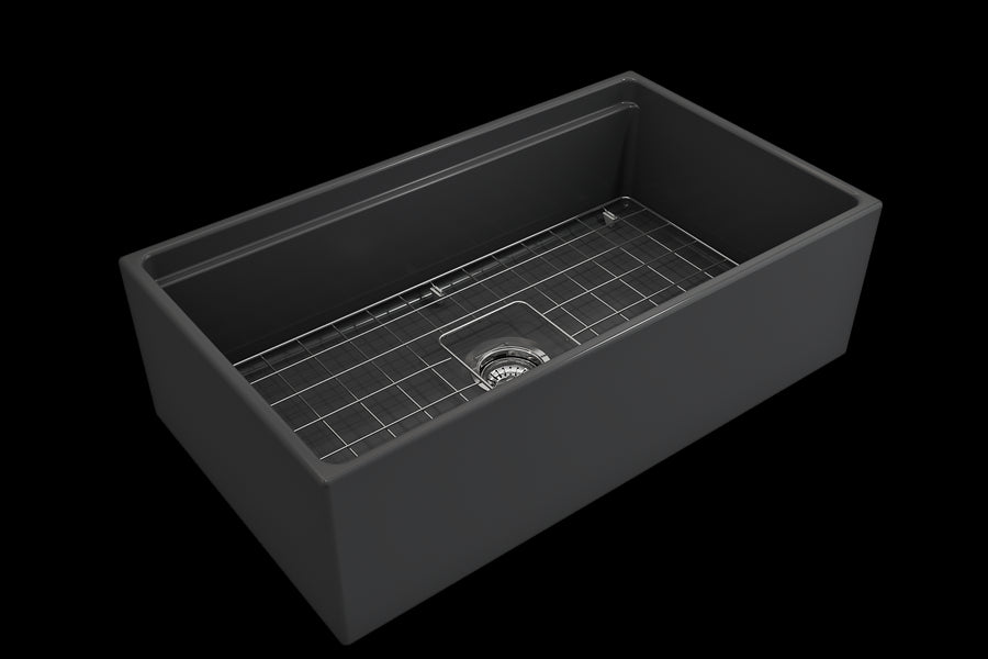 Contempo Step-Rim 33' x 19' x 10' Single-Basin Farmhouse Apron Front Kitchen Sink in Matte Dark Gray