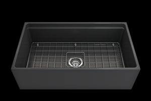 Contempo Step-Rim 33' x 19' x 10' Single-Basin Farmhouse Apron Front Kitchen Sink in Matte Dark Gray
