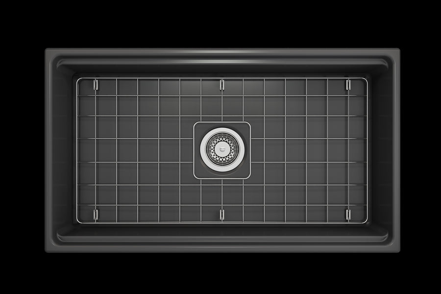 Contempo Step-Rim 33' x 19' x 10' Single-Basin Farmhouse Apron Front Kitchen Sink in Matte Dark Gray